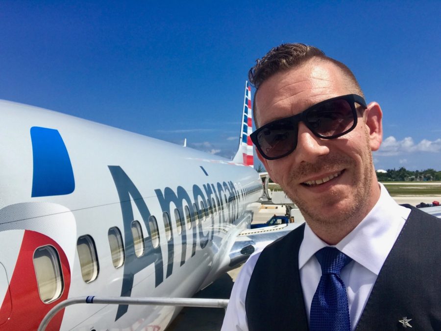 Flight Attendant, Jeffrey Ewing, at work for American Airlines