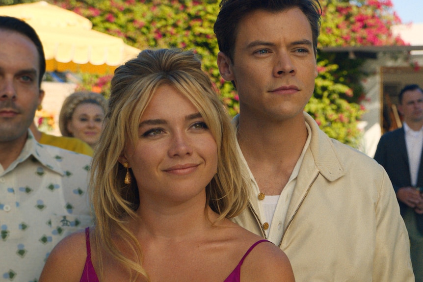 Florence Pugh as Alice and Harry Styles as Jack in new movie “Don’t Worry Darling” (Courtesy of Warner Bros.)