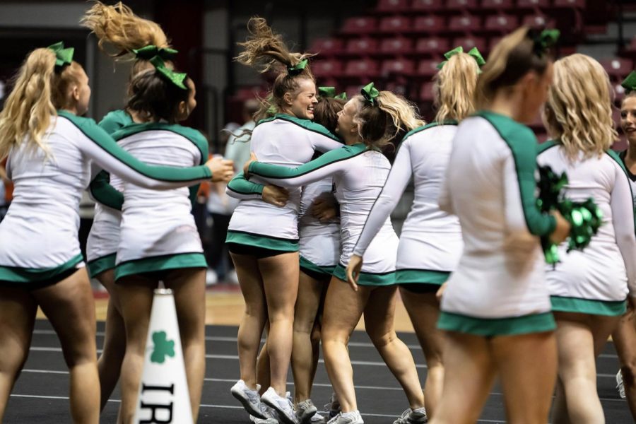 After hitting zero at the state competition Lily Cunningham 10 and Rylan Turner 10 celebrate.