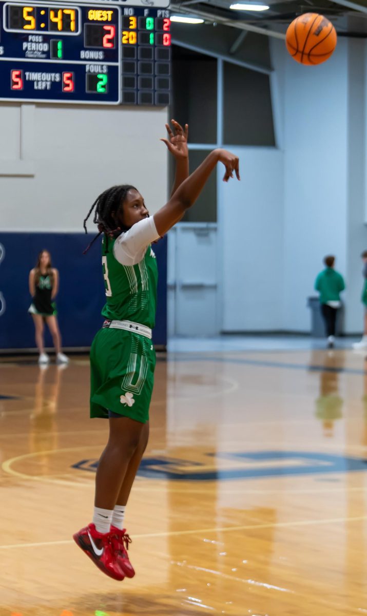 Senior Victoria Ososanya shoots the ball at Casady game Jan. 9. The varsity team won the game 60-35.