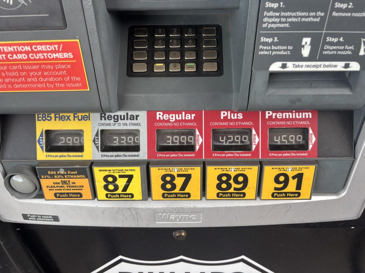 Gas prices at local OnCue on April 15, 2026.